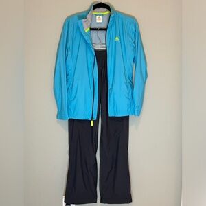 Adidas wind suit set, teal and gray colors size small like new condition